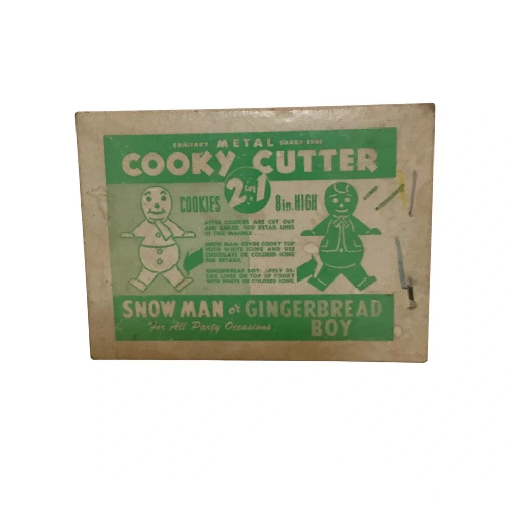 Vintage 8 Inch Metal Cookie Cutter 2-in-1 Snowman Gingerbread Boy Original Box